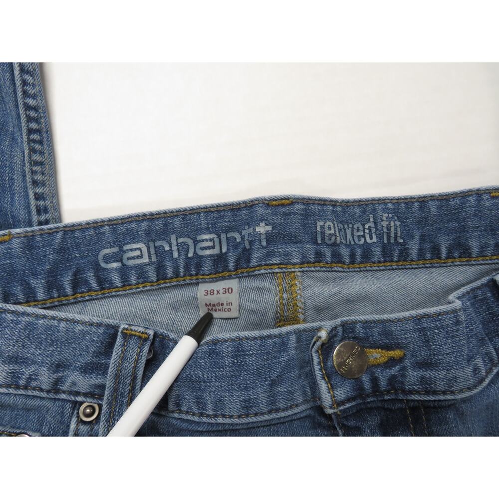 Carhartt 38x30 Jeans Blue Relaxed Fit Rugged Flex Straight Leg Western Workwear